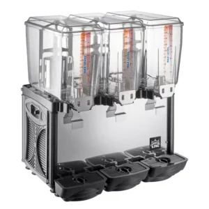 DISPENSADOR DE BEBIDAS REFRIGERADO TRIPLE 5 GALONES (18.92 LTS) CADA TINA MARCA CARNIVAL KING MEDIDAS: 23 5/8 X 16 5/16 X 29 1/8 PG