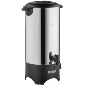 CAFETERA 46 TAZAS PERCOLADORA ACABADO EN ACERO INOXIDABLE Y LLAVE DISPENSADORA, MEDIDAS GENERALES: 9 X 8 3/4 X 15 PG, 120 V - 1,000 W MARCA GALAXY