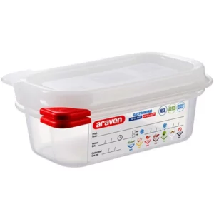 CONTENEDOR HERMETICO NOVENO DE 2.5 PG CON TAPA .6 qt (17.5X10.8X6 cm) ARAVEN