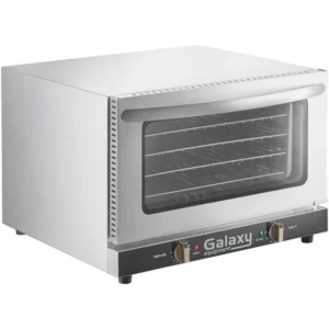 HORNO DE CONVECCION ELECTRICO MEDIO COE3H DE 12 V, 1600 W CAPACIDAD DE 4 CHAROLAS DE 13 x 18 PG MEDIDA GENERAL: 23 1/2 X 22 1/2 X 16 PG MARCA GALAXY