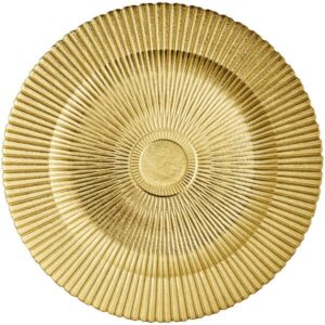 Plato Base Color Dorado Resplandor de 33cms MATERIAL PLASTICO CHOICE (VENTA EN MULTIPLOS DE 24 PIEZAS)
