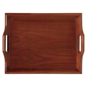 CHAROLA ROOM SERVICE DE 16 1/2 x 26 1/2 PG MADERA COLOR OBSCURO CON AGARRADERAS