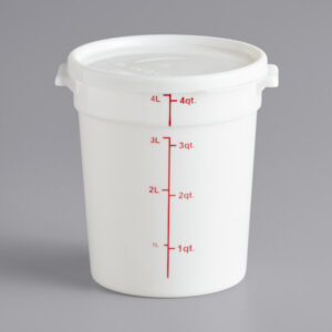 Contenedor Redondo de Polipropileno de 4 Qt. Blanco (3.7 lts) con tapa