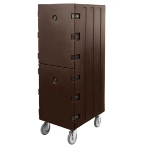 CARRO TERMICO PARA CHAROLAS PANADERAS CAPACIDAD 24 CHAROLAS DE 18 X 26 PULGADAS 1826DTC131 MEDIDAS GENERALES: 21 1/2 X 33 1/4 X 63 3/4 PG COLOR CAFE MARCA CAMBRO