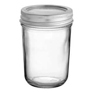 RECIPIENTE 8 OZ MASON JAR CON TAPA DE METAL (PRECIO POR 12 PIEZAS)