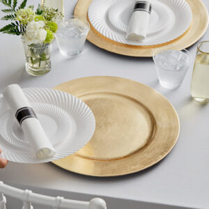 Plato Base Color Dorado de 33cms MATERIAL PLASTICO CHOICE (VENTA EN MULTIPLOS DE 24 PIEZAS)