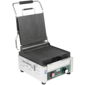 PANINI GRILL CON AMBAS PARRILLAS ONDULADAS AREA DE COCCION 9 3/4 X 9 1/4 PG, 120V, 1800W, WPG150 MARCA WARING