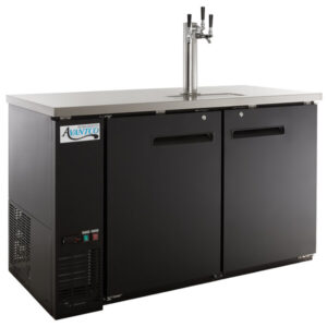 MESA REFRIGERADA 2 PUERTAS SOLIDAS CON DISPENSADOR DE CERVEZA DE 3 SALIDAS UDD-2-HC TERMINADO COLOR NEGRO MEDIDAS: 58 7/8 X 27 3/4 X 35 5/8 PG AVANTCO