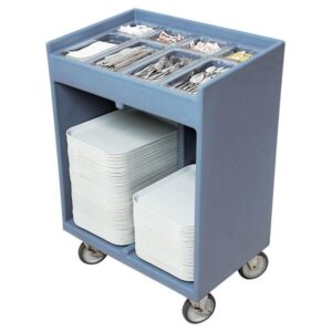 CARRO PARA CHAROLA Y CUBIERTOS DE POLIETILENO CON RUEDAS MEDIDAS: 32.3 X 21.3X 45.5 PG COLOR AZUL