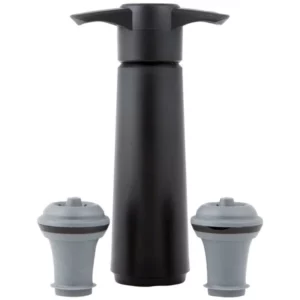 BOMBA DE VACIO PARA VINOS COLOR NEGRO CON 2 TAPONES