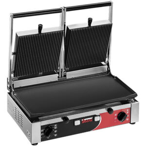 PANINI GRILL DOBLE CON DOS PLACAS ONDULADOS Y UNA PLACA LISA SUPERFICIE PARA COCINAR 10 x 20 PG - 220V, 3000W MARCA SIRMAN