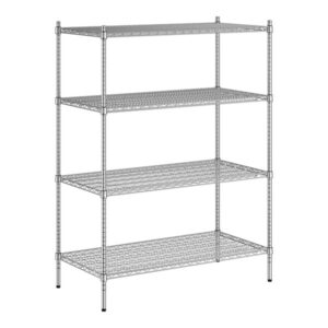 Estante de 24 x 48 de Acero Inoxidable T. 304 con Postes de 64 de 4 entrepanos