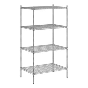 Estante de 24 x 36 de Acero Inoxidable T. 304 con Postes de 64 de 4 entrepanos