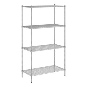 Estante de 24 x 48 de Acero Inoxidable T. 304 con Postes de 86 pg de 4 entrepanos