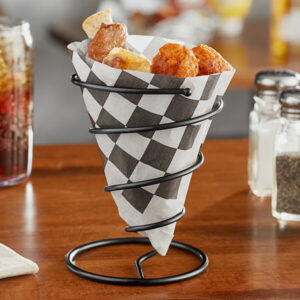 SOPORTE PARA PAPAS A LA FRANCESA TIPO CONO 6 X 4 PG (ALAMBRE COLOR NEGRO)