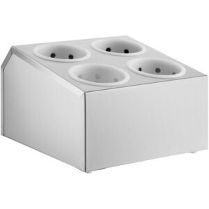 PORTA CUBIERTOS DE 4 COMPARTIMENTO CON CILINDROS PLASTICOS BLANCO