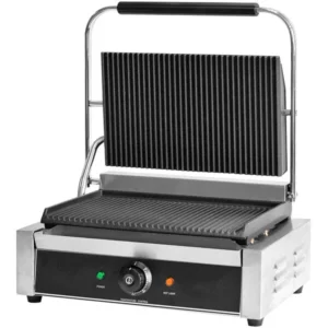 PANINI GRILL CON AMBAS PARRILLAS ONDULADAS AREA DE COCCION 13 x 8 1/2 PG, 120V, 1750W MARCA GLOBAL SOLUTIONS
