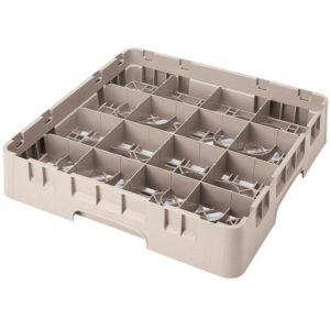 Rack de 16 Compartimentos con 6 Extensiones Grises CAMBRO (Medida del Compartimento: DIAMETRO MAXIMO 4 3/8 PG ALTURA MAXIMA 12 5/8 PG)