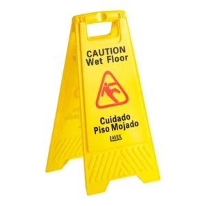 LETRERO PISO MOJADO 25 pg PRECAUCION AMARILLO PLASTICO LAVEX JANITORIAL