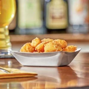 CHAROLA RECIPIENTE DE ACERO INOXIDABLE PARA PAPAS FRITAS  COLOR NEGRO 3 1/2 X 5 1/4X 1 1/4 PG (PRECIO POR 12 PIEZAS)