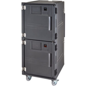 CARRO TERMICO ELECTRICO DOBLE PCUPH2SP615 MEDIDAS: 28 X 35 3/4 X 66 PG CAPACIDAD: 32 CHAROLAS COMPLETAS 220V CAMBRO