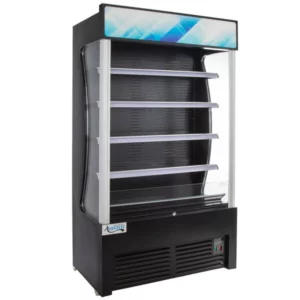 EXHIBIDOR DE CORTINA DE AIRE REFRIGERADA 13.2 PIES MEDIDAS: 45 5/8 X 25 5/8 X 81 1/2 PG COLOR NEGRO, RANGO DE TEMPERATURA: 0.5 - 4.4 GRADOS CELCIUS, 115V AVANTCO