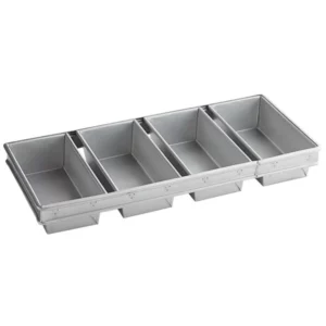 CHAROLA DE 4 COMPARTIMENTOS PARA PAN DE CAJA EN ACERO ALUMINIZADO MEDIDA GENERAL: 55.5 X 24.76 X 7.2 CM COMPARTIMENTO: LARGO INFERIOR 20.95 CM