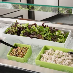 Tazon Rectangular para Ensaladas 5.3 Qt (5.01 lts) Costados Rectos de Aluminio Recubierto de Resina Blanca Medida: 20 x 6.9 x 3 pg Modelo Bugambilia COMP04WW Marca GET