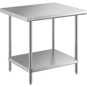 MESA DE TRABAJO 30PG x 36PG (76 X 92 CM) SIN RESPALDO CUBIERTA DE ACERO INOXIDABLE 304 Y ENTREPANO EN ACERO INOXIDABLE 430 REGENCY DESARMABLE
