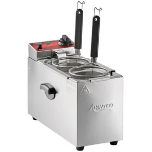 COCEDOR PARA PASTA ELECTRICO DE 1 GALON / 4 LITROS EN TANQUE, 2 CANASTILLAS CON MANGO, 120V, 1500 W USO COMERCIAL