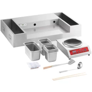 ESTACION PARA PREPARACION DE WOK DE 48 PIEZAS CON ESTUFON ELECTRICO 120 V AVANTCO (NO INCLUYE SARTEN WOK)