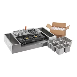 ESTACION PARA PREPARACION DE HOT CAKES DE 54 PIEZAS CON ESTUFA LATAS DE GAS CHOICE