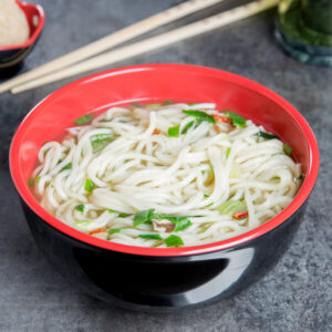 PLATO BOWL DE MELAMINA 1.2 QT (1.13 LTS) NEGRO E INTERIOR ROJO 17.1 X 8.2 CM GET (PRECIO POR 12 PIEZAS)