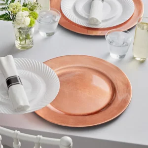 Plato Base Color Oro Rosa de 33cms MATERIAL PLASTICO CHOICE (VENTA EN MULTIPLOS DE 24 PIEZAS)
