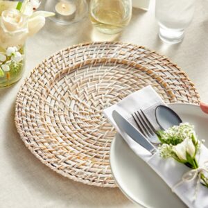 Plato Base Color Rattan Beige de 33cms Material Rattan Acopa (VENTA POR MULTIPLOS DE 24 PIEZAS)