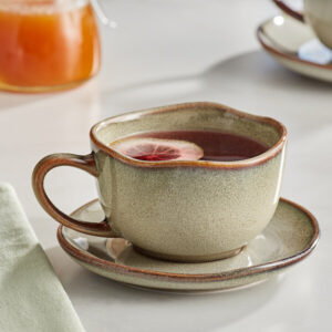 TAZA CAFE DE 8 OZ (236 ML) COLOR GRIS FILO CAFE HIGHLANDS ACOPA CERAMICA (PRECIO POR 24 PIEZAS)