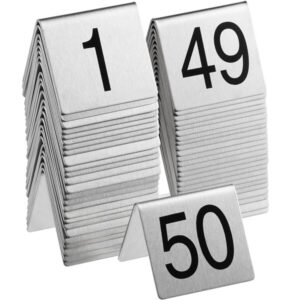JUEGO DE PORTA NUMEROS PARA MESAS 1 A 50 ACERO INOX MEDIDA: 2.5 X 2.5 PG CHOICE