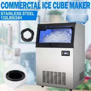 MAQUINA DE HIELO DE PISO USO LIGERO PRODUCE HASTA 60 KG/24 HRS ALMACENA 15 KG PARA USO CON GARRAFON O FILTRADO 15 MIN DE CICLO MEDIDA: 480 X 454 X 784 MM