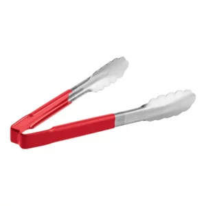PINZA DE ACERO INOXIDABLE 9 1/2 PG CON MANGO DE PLASTICO ROJO ESCALOPADA 4780940 VOLLRATH