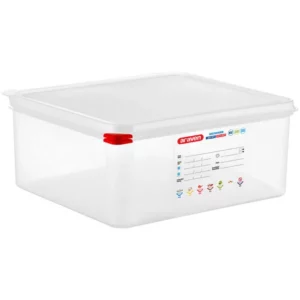 CONTENEDOR HERMETICO DOS TERCIOS DE 6 PG CON TAPA 14.2 qt (35.22X32.3X15 cm) ARAVEN (PRECIO POR 8 PIEZAS)