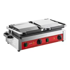 PANINI GRILL DOBLE CON AMBAS PLACAS ONDULADAS SUPERFICIE DE COCINADO 19 5/8 x 9 1/8 PG 120V 3500W PG400 MARCA AVANTCO