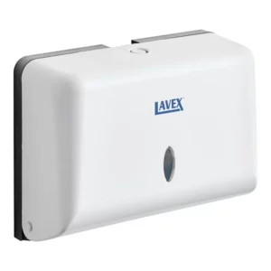 DISPENSADOR DE TOALLAS DE PAPEL DOBLADAS MINI TIPO SANITAS DE PLASTICO CAP. 400 TOALLAS MEDIDAS: 10 11/16 X 4 X 8 1/16 PG LAVEX JANITORIAL