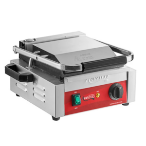 Parrilla Comercial Para Sándwiches Panini Avantco Pg100S Con Placas Lisas Y Superficie De Cocción De 8 1/2 X 8 1/2 - 120 V, 1750 W