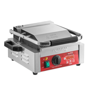 Parrilla Comercial Para Sándwiches Panini Con Temporizador Avantco Pg100T Placas Ranuradas Y Superficie De Cocción De 8 1/2 X 8 1/2 - 120 V, 1750 W