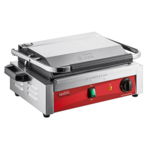 Parrilla Comercial Para Sándwiches Panini Avantco Pg200Gs Con Parte Superior Ranurada Y Placas Inferiores Lisas, Y Superficie De Cocción De 13 3/8 X 8 3/4 - 120 V, 1750 W