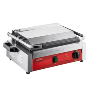 Parrilla Comercial Para Sándwiches Panini Avantco Pg200S Con Placas Lisas Y Superficie De Cocción De 13 3/8 X 8 3/4 - 120 V, 1750 W