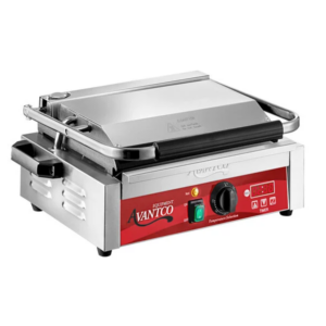 Parrilla Comercial Para Sándwiches Panini Con Temporizador Avantco Pg200St Placas Lisas Y Superficie De Cocción De 13 3/8 X 8 3/4 - 120 V, 1750 W