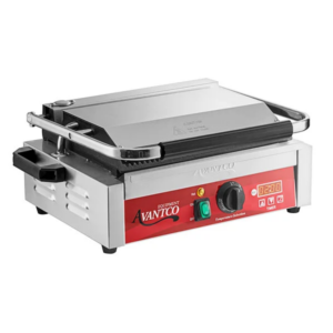 Parrilla Comercial Para Sándwiches Panini Con Temporizador Avantco Pg200T , Placas Ranuradas Y Superficie De Cocción De 13 3/8 X 8 3/4 - 120 V, 1750 W