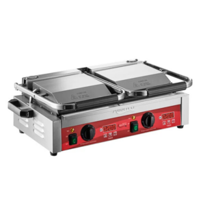 Parrilla Comercial Para Sándwiches Panini Avantco Pg400St Doble Con Temporizador, Placas Lisas Y Superficie De Cocción De 19 5/8 X 9 1/8 - 120 V, 3500 W