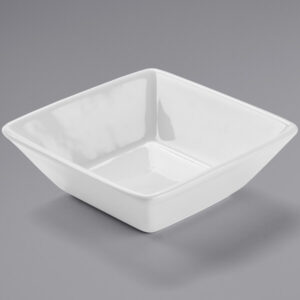 Plato Bowl Cuadrado de 740 ml (25 oz) 16.5 x 6.3 Cm Blanco Brillante Ceramica Marca Tuxton (Caja con 12 piezas)